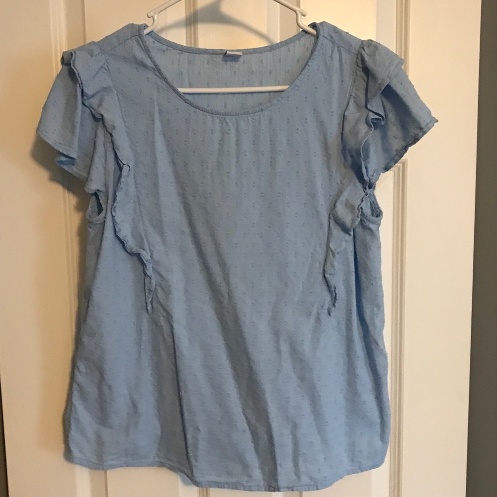 Light Blue Ruffle Top